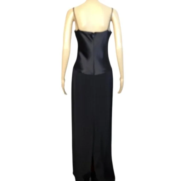 Tahari Dress Evening Drop Waist Cowl Neck Spagetti Strap Black Women Size 8 - Picture 7 of 16